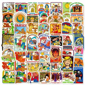 50Pcs 70's 공포 바이브 혼합 만화 유머 레트로 유령 낙서 애니메이션 올드 타임 스티커 수하물 Diy 스케이트 보드 노트북