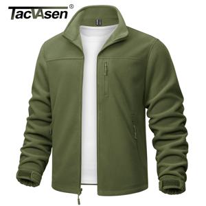 TACVASEN 남성용 스탠드 칼라 플리스 재킷, 보온 풀 지퍼 작업 재킷, 야외 트레킹 하이킹 재킷, 바람막이