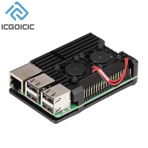 Raspberry Pi 4 3 모델 B 3B Plus RPI Raspberry Pi 4 3 모델용 듀얼 냉각 팬 금속 쉘 인클로저가 있는 알루미늄 케이스