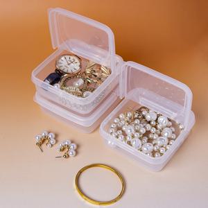 1/2/3PC 투명 플라스틱 플립 보관 상자, 정사각형 PP 상자, 소형 품목, 보석, 사탕 포장, 향수 구슬 보관 상자