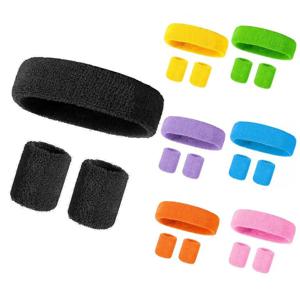 3개 세트 스포츠 헤드밴드 타월 땀밴드 세트 스트레치 헤어밴드 손목 보호대 러닝 사이클링 요가용 땀밴드