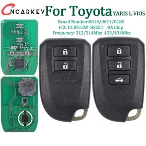 Toyota YARIS L VIOS 2/3 버튼 용 자동차 원격 키 Fob 0010 0011 0182 312/314 433/434mhz 8A 칩 P4 39 FCC BS1EW BS2ET 스마트 키