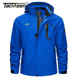 TACVASEN 남성용 경량 하이킹 재킷, 방수 레인 재킷, 메쉬 안감 트레킹 낚시 하이킹 재킷, 야외 바람막이