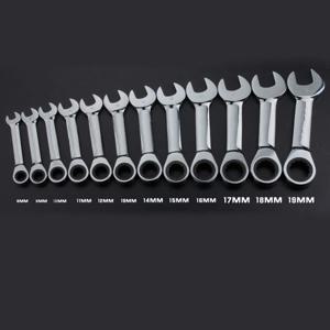 8-19mm 짧은 핸들 래칫 핸들 렌치 CR-V 조합 렌치 빠른 오픈 스패너 자동 수리 도구 1pcs