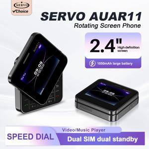 서보 회전식 화면 미니 휴대폰 2G 셀룰러 스피드 다이얼 FM 라디오 버튼 휴대폰 2.4인치 컬러 디스플레이 듀얼 SIM 손전등