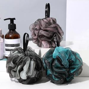 3개 레이어 각질 제거 목욕 스펀지 – 다채로운 마사지 바디 스크러버 볼, 무작위 색상, 스파 및 샤워 액세서리