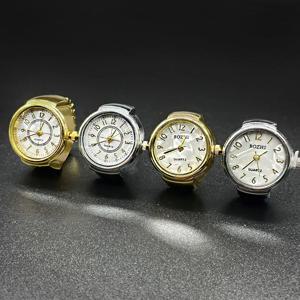 둥근 황금 은빛 석영 남성과 여성의 간단한 반지 시계를 판매하는 손가락 시계