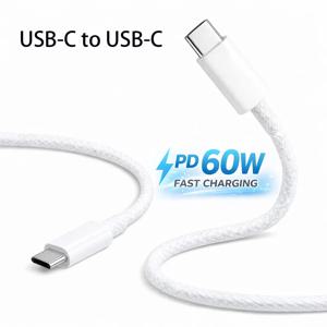 USB C to USB C 케이블 60W 고속 충전, PD 60W, 480Mbps 데이터 전송, 노트북, 태블릿, 타입 C 기기, 맥북, 휴대폰용