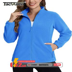 TACVASEN 여성용 겨울 플리스 재킷, 경량 풀 지퍼 스웻셔츠 코트, 캐주얼 지퍼, 부드럽고 따뜻한 스웨터, 여성 아웃웨어