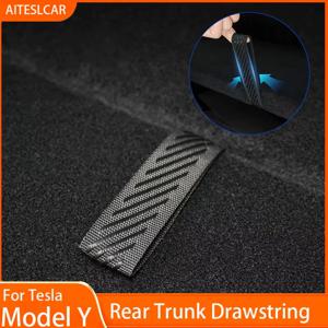 테슬라 모델 Y 뒷 트렁크 로프 DrawString 오픈 테일 박스 커버 핸들 당겨 스트랩 자동차 주최자 액세서리 매트 보호 패드
