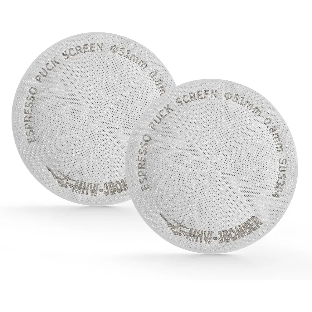 51mm 에스프레소 퍽 스크린 메탈 커피 필터 재사용 가능한 에스프레소 필터 54mm 포타필터 바스켓용 0.8mm 두께
