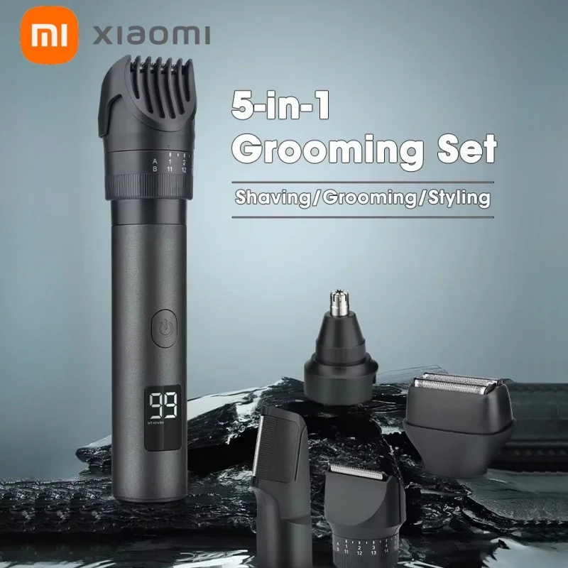 남성용 새로운 Xiaomi IPX6 방수 바디 수염 헤어 트리머 5 IN 1 충전식 무선 전기 면도기 헤어 클리퍼 면도기