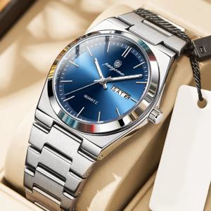 PAAZOMU 울트라 씬 쿼츠 시계 남성 여성 미니멀리스트 스타일 방수 발광 손목시계 편안한 스트랩 데일리 오피스 선물