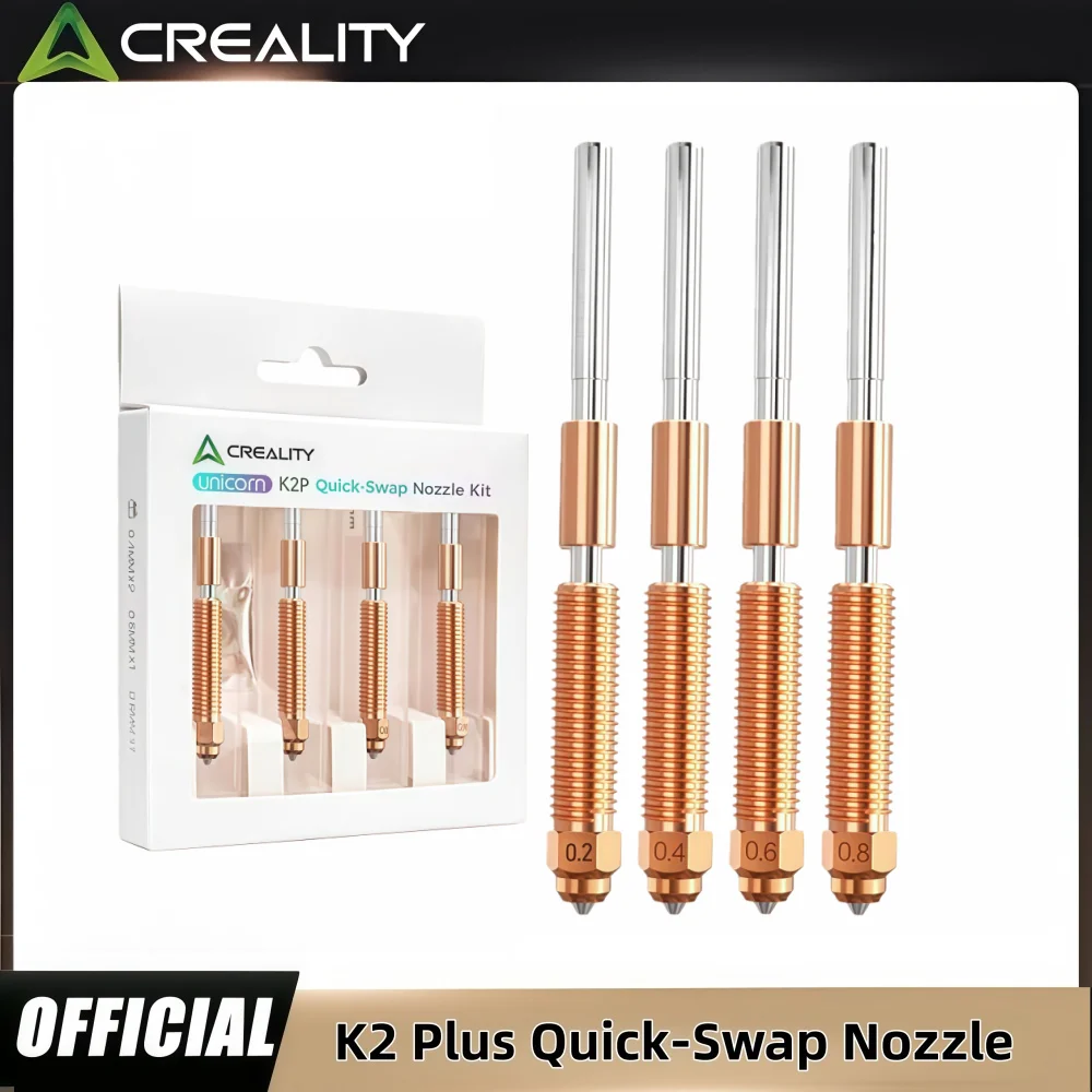 오리지널 Creality Hi/K2/K2 Pro/K2 Plus 유니콘 퀵 스왑 노즐 키트, 고유량 스틸 팁 구리 노즐 및 티타늄 합금 히트싱크