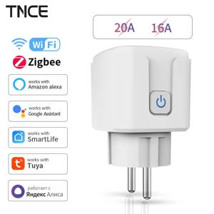 TNCE Tuya WiFi/Zigbee 16A/20A EU 플러그(전원 모니터 포함) 스마트 홈 플러그 원격 제어 타이머 지원 음성 Google 홈 Alexa