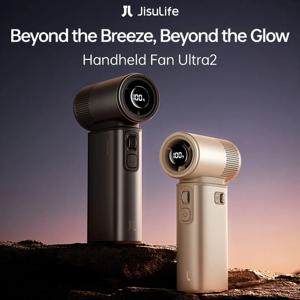 JISULIFE 휴대용 선풍기 울트라 2, 강력한 터보 제트 팬, 100단 속도, 9000mAh 충전식 배터리, LED 디스플레이, 야외 캠핑