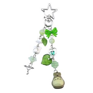 수제 만화 도자기 고양이 펜던트 키 체인 Y2K 네 잎 클로버 페르시 배낭 매력 보석 그녀를위한 최고의 선물