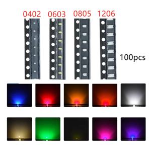 100pcs SMD 0402 0603 0805 1206 빨간색 파란색 흰색 녹색 오렌지 핑크 고품질 투명 발광 LED 칩 표면 실장 다이오드