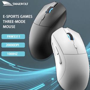 SMAILWOLF RS7 Bluetooth 무선 3 모드 e-스포츠 게임용 마우스 2000DPI 6단 조절 가능 PAW3311 게임용 오피스 마우스