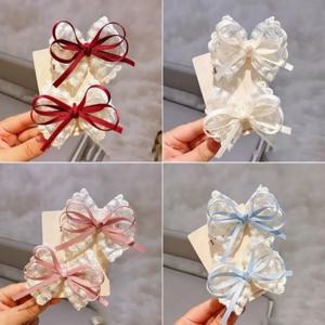 한국 스타일 레이스 리본 아동 헤어 액세서리, 여자아이 기질 레이스 헤어핀, 고급 수제 명품 헤어 클립