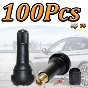 1-100Pcs TR413 스냅인 타이어 밸브 스템 자동차 부품 검정색 고무 밸브 먼지 캡이있는 교체 부품 고무 밸브