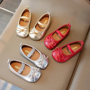 아동 플랫 슈즈 여아 PU 가죽 신발 봄 가을 키즈 댄스 슈즈 소프트 유연한 유아 신발 골드, 레드, 실버