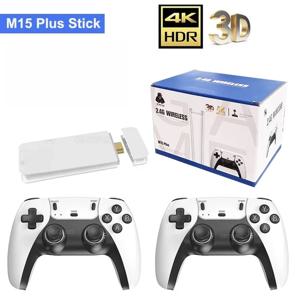 M15 플러스 게임 스틱 프로 HD 출력 레트로 비디오 게임 콘솔 미니 TV 휴대용 클래식 홈 플러그 앤 플레이 게임 플레이어