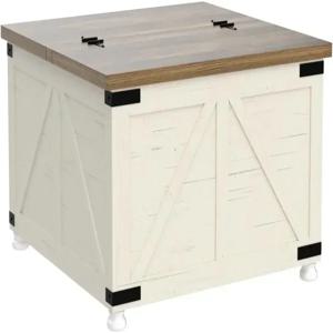 - 거실용 수납 공간이 있는 농가 정사각형 커피 테이블, 힌지 플립 리프트 상단과 숨겨진 공간이 있는 센터 테이블