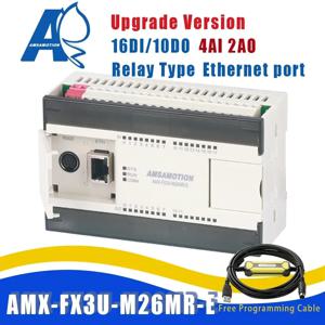 업그레이드 AMX-FX3U-26MR 이더넷 PLC 4AI/2AO 16I/10O Mitsubishi MELSEC 컨트롤러 릴레이 MODBUS RTU 케이블 plc fx3u와 호환 가능