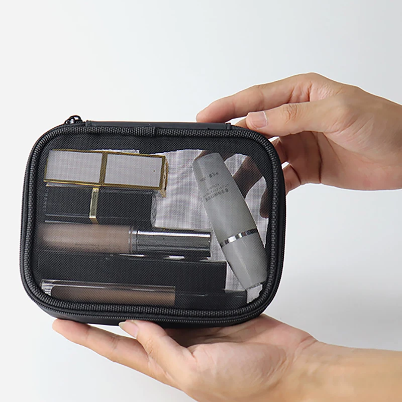 통기성 메쉬 화장품 가방 한국어 버전 솔리드 컬러 패션 메이크업 주최자 여행 휴대용 화장실 워시 가방 다기능