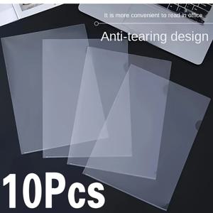 10 PCS A4 L자형 PP 투명 단일 페이지 폴더 2 페이지 투명 문서 홀더 사무실 파일 보관 주최자