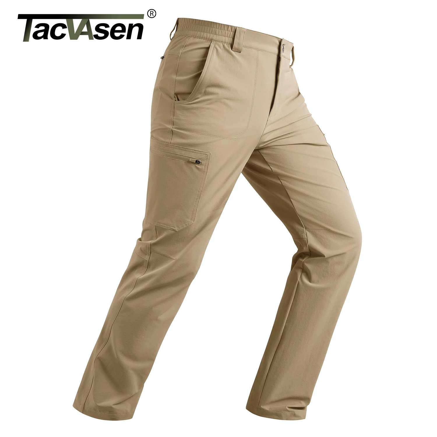 TACVASEN 남성 하이킹 카고 바지 여름 야외 경량 빠른 건조 캐주얼 방수 낚시 작업 스트레치 바지