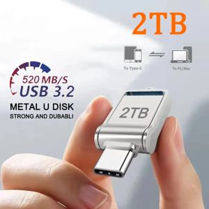 새로운 미니 2TB 플래시 드라이브 USB 3.0 고속 C 펜 드라이브 메모리 스틱 고속 ​ ​ 자동차 음악용 데이터 512GB, 디스크 버클