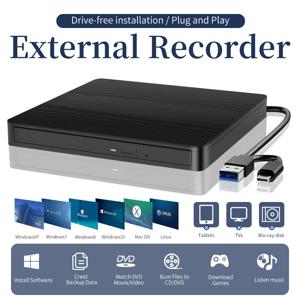 2in1 USB3.0 TypeC 슬림 외부 DVD VCD CD 라이터 드라이브 버너 리더 플레이어 노트북 PC 용 광학 드라이브 DVD 버너 Portatil