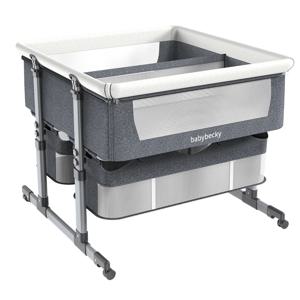 쌍둥이 요람 침대, 두 아이를 위한 슬리퍼 바시넷, 높이 조절 가능한 아기 침대 (바퀴 및 통풍망 포함)