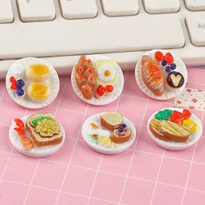 인형의 집 미니 장식 세트 DIY 퍼즐 트레이 식기류 테이블웨어 아침식사 오후 티타임 장면 모델 디자인 장난감 휴일 선물