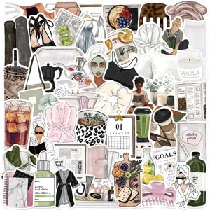 50Pcs INS 스타일 깨끗한 소녀 스티커 세트 패션 모카 소녀 방수 DIY 데칼 Scrapbooking 전화 수하물 스케이트 보드