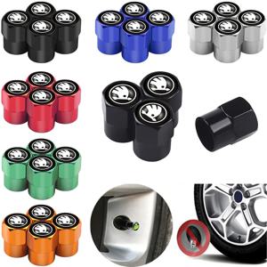 스코다 옥타비아 파비아 라피드 예티 슈퍼브 옥타비아 A5 A7 VRS VII용 자동차 알루미늄 스타일링 엠블럼 휠 타이어 밸브 스템 에어 캡 4개