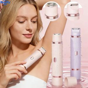 여성용 전기 면도기 2-in-1 비키니 부위 헤어 트리머 무선 방수 충전식 습식/건식 겸용 듀얼 헤드 탈착식 면도기