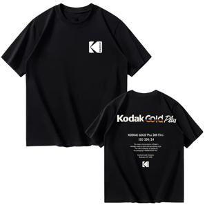 Kodak 여름 브랜드 패션 쿨 레트로 Y2K 프린트 100% 코튼 남성 티셔츠 스트리트 캐주얼 땀 흡수 통기성 반팔