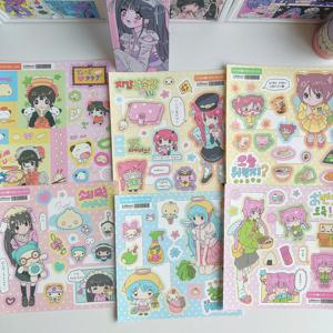 1/6PCS 귀여운 만화 달콤한 멋진 소녀 스티커 핸드 어카운트 다이어리 노트북 플래너 스크랩북 DIY 장식 스티커