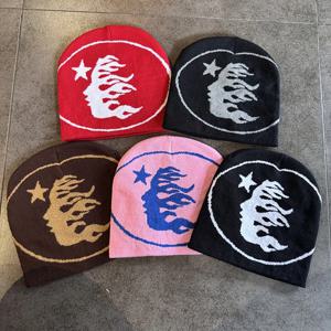 1개 얼굴 패턴 니트 비니 캐주얼 스컬 캡 따뜻한 스포츠 모자 사이클링 스키 여성 남성 휴일 선물