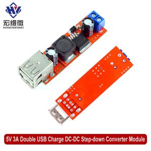 DC 6V-40V ~ 5V 3A 차량용 충전기 LM2596 듀얼 USB 용 이중 USB 충전 DC-DC 스텝 다운 컨버터 모듈