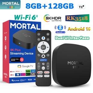 Mortal Android 16 TV 박스 8GB 128GB 음성 제어 지원 4K 디스플레이 RK3518 T1+ Wifi 6 BT5.0 Youtube 디코더 미니 안드로이드 TV 박스