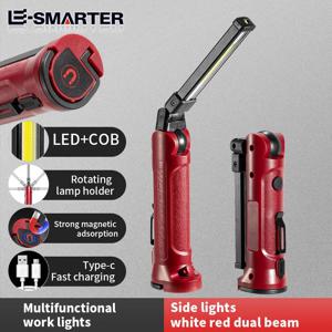 COB LED 작업 조명 충전식 접이식 손전등 야외 캠핑 자동차 수리 조명 자기 교수형 후크와 휴대용 램프