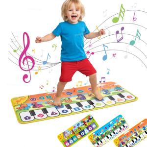 어린이용 피아노 댄스 매트 80*30cm 뮤직 플레이 매트 데모 노래 포함 유아용 바닥 키보드 뮤지컬 카펫 소녀 소년 생일 선물