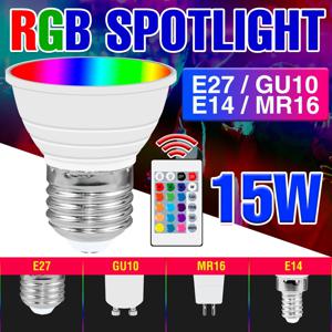 15W LED E27/E26 전구 RGBW 스포트라이트 GU10 IR 리모컨 천장등 E14 LED 샹들리에 전구 MR16 음악 축제 파티용