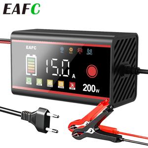 EAFC 대용량 200W 100W 배터리 충전기 12V/24V 자동차 배터리 충전기 스마트 펄스 수리 (자동차 LiFePO4 AGM GEL WET 납축전지용)