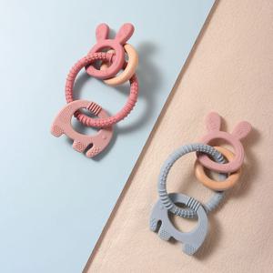 실리콘 Teether 아기 선물 토끼 코끼리 모양의 귀여운 젖니가 남 반지 장난감 씹는 구슬 토끼 감각 감각 껌 구호 노리개