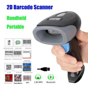 블루투스 무선/유선 2D 바코드 스캐너 휴대용 핸드헬드 1D/2D QR 코드 리더 빠른 식별 스캔 CMOS 소매 창고용